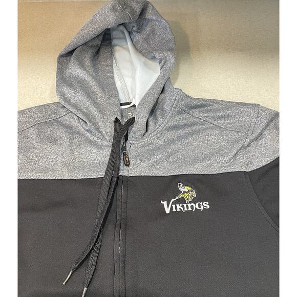 Minnesota Vikings Men's L Cutter & Buck Black Pop Fly Full-Zip Hoodie- Football - Picture 9 of 13